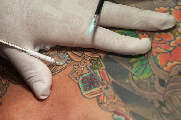 Japanese tattoo artist Horikazu. Photographs made on July 24, 2024 in Asakusa. Tokyo, Japan.